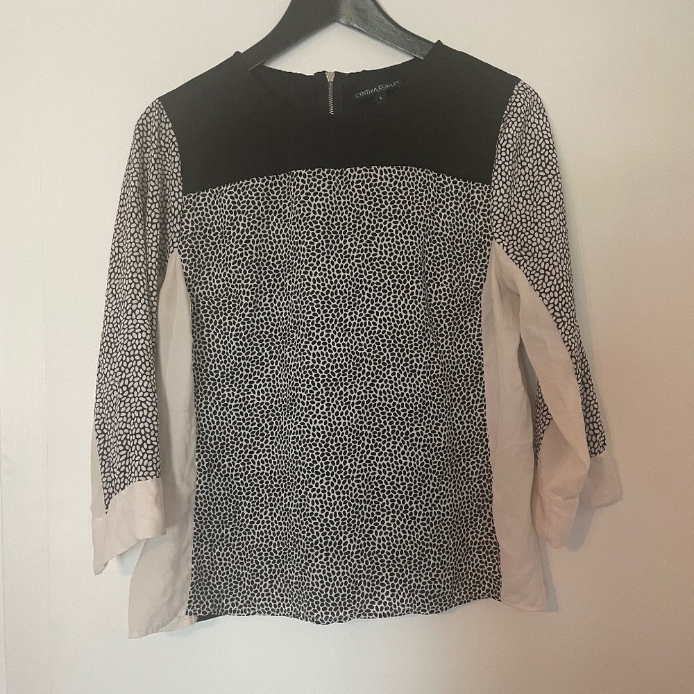Cynthia Rowley - black and white silk feeling shirt - 6